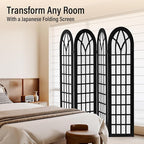 ALeesing Folding Room Divider Privacy Screen Freestanding 4-Panel Shoji Style - Image 7