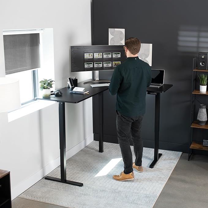 VIVO Electric Corner 63 x 55 inch L-Shaped Standing Desk, Memory Height - Image 2