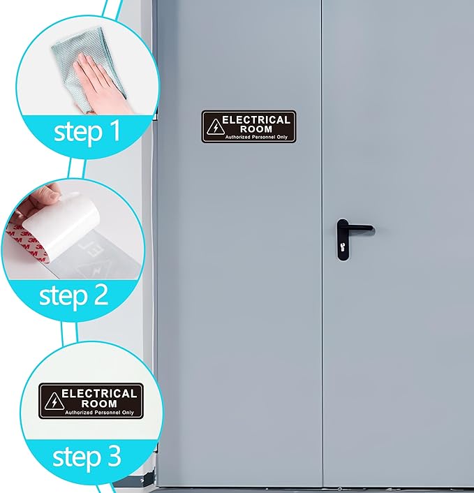 Electrical Room Door Sign for Business，Self-Adhesive Durable Modern Electrical - Image 5