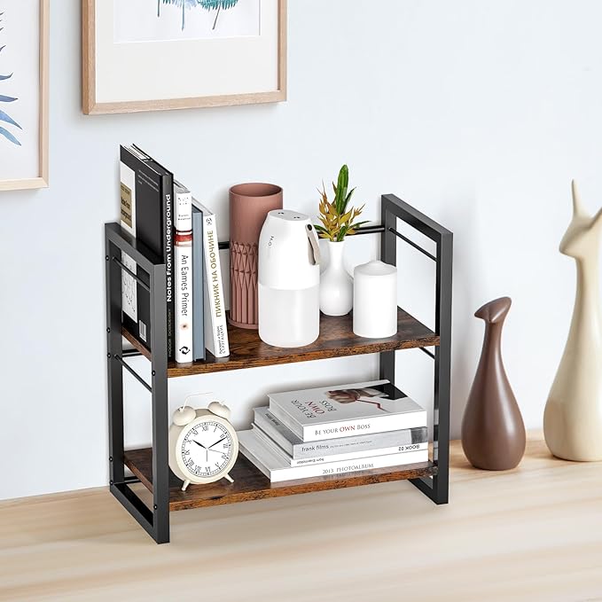 ART-GIFTREE Office Desk Shelf Organizer, Wood Desktop Bookshelf Supplies - Image 2