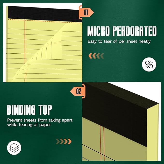 24 Pack Yellow Legal Pads 8.5 x 11 Note Pads, Wide Ruled Notepads, Micro - Image 4