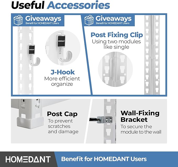 HOMEDANT 5 Tier Laminated White Boltless Metal Shelving Unit Adjustable Garage - Image 6