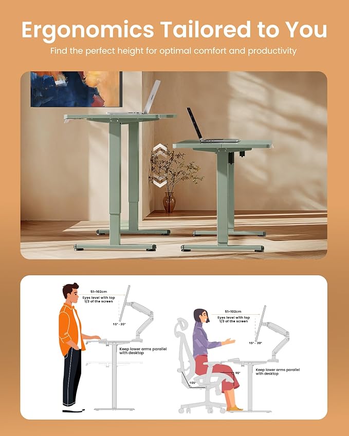 ErGear Height Adjustable Electric Standing Desk, 31.5 x 18.9 Inches Sit Stand - Image 7