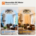 addlon 24" caged ceiling fans with lights and showing dimensions