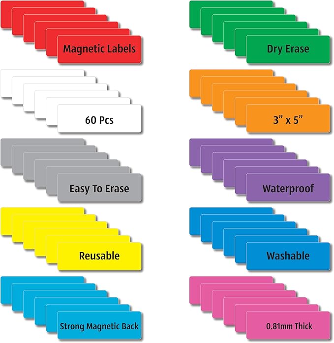 Magnetic Dry Erase Magnets Labels 3x1 inches, Reusable Name Tags, Organizing - Image 2