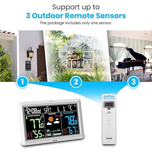 Weather Station with Atomic Clock Indoor Outdoor Thermometer Wireless, Humidity - Image 4