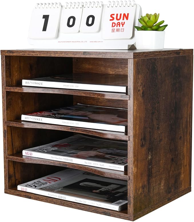 PAG Mail Sorter, Wood Countertop Literature Organizer, Office Supplies Desktop by PAG