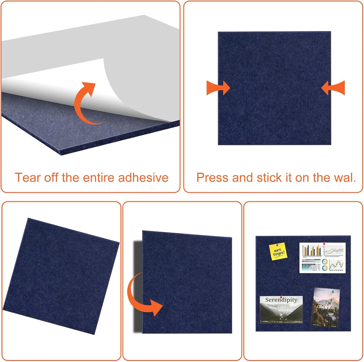 Cork Boards for Walls 48" x 36" Felt Board Alternative, 12 Pack Fel...