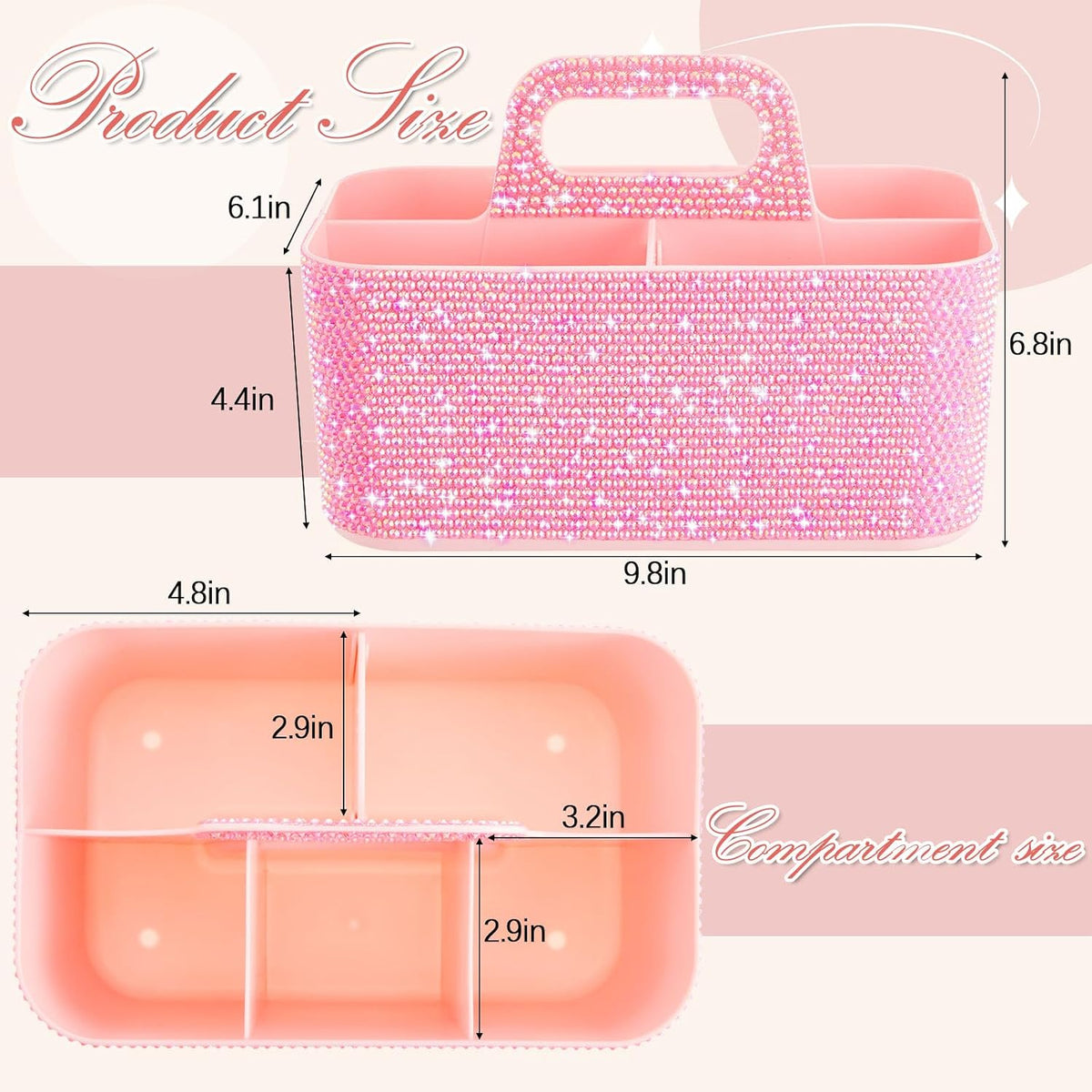 Marspark Bling Makeup Caddy Organizer with Handle, Sparkly Art Craft Holder, ...