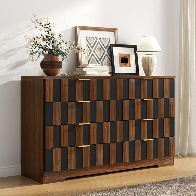 8 Drawer Dresser for Bedroom, Modern Double Dresser, Mid Century Wooden Storage - Image 8