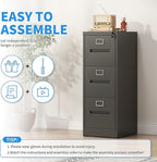Yukimo 3 Drawer File Cabinet, Vertical File Cabinet - Image 4
