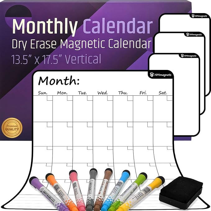 Large Dry-Erase Magnetic Monthly Calendar + Free Bonus: 3 Grocery/to-Do List - Image 9