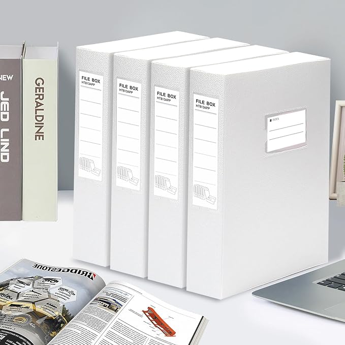 HUA JIE 2 Pack A4 Storage File Boxes Archives Case, 65mm Spine, Box File - Image 8