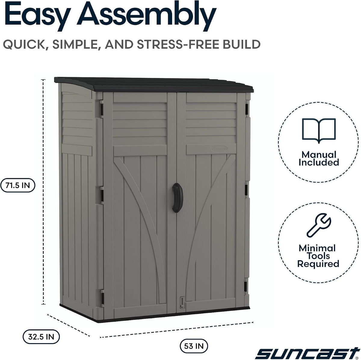 suncast 54 cu ft medium vertical storage shed, view 11