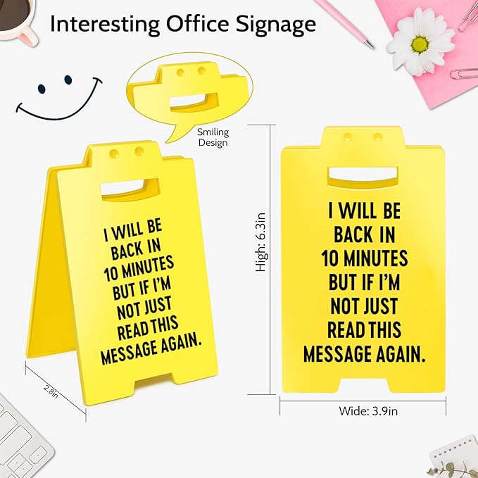 Smilelife Funny Office Cubicle Decor Will Be Back In 10Minutes Desk Sign Team - Image 2