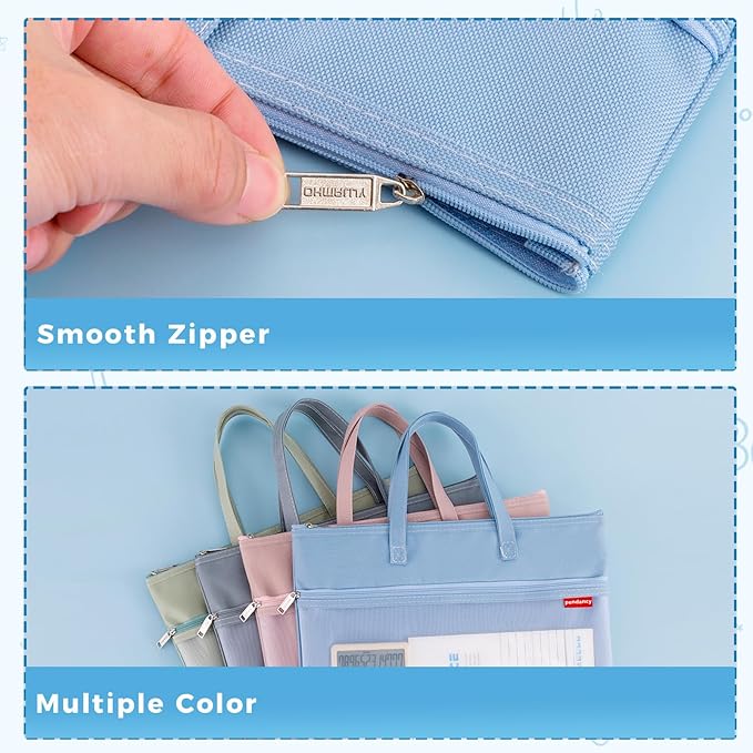 Pendancy Mesh Zipper Pouch A4 Size, Large Double Pocket Waterproof File Bag - Image 5