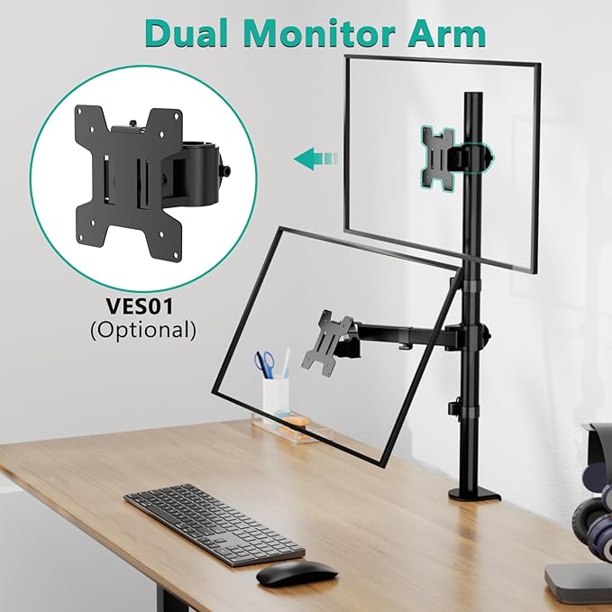 WALI Monitor Arm Mount for Desk, Single Extra Tall Computer Desk Mount - Image 6