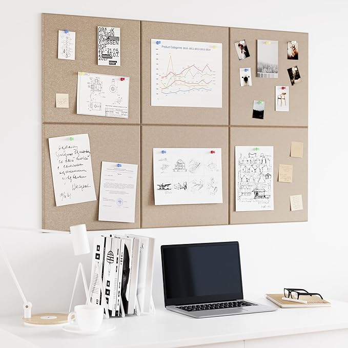 Neatsure Large Cork Board for Wall, 6 Panels Felt Tiles Tack Push Pin Board for - Image 2