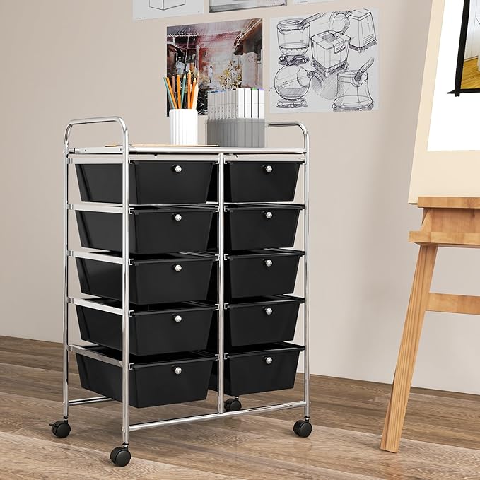 GOFLAME 10-Drawer Rolling Storage Cart, Art Craft Storage Organizer on Wheels - Image 2