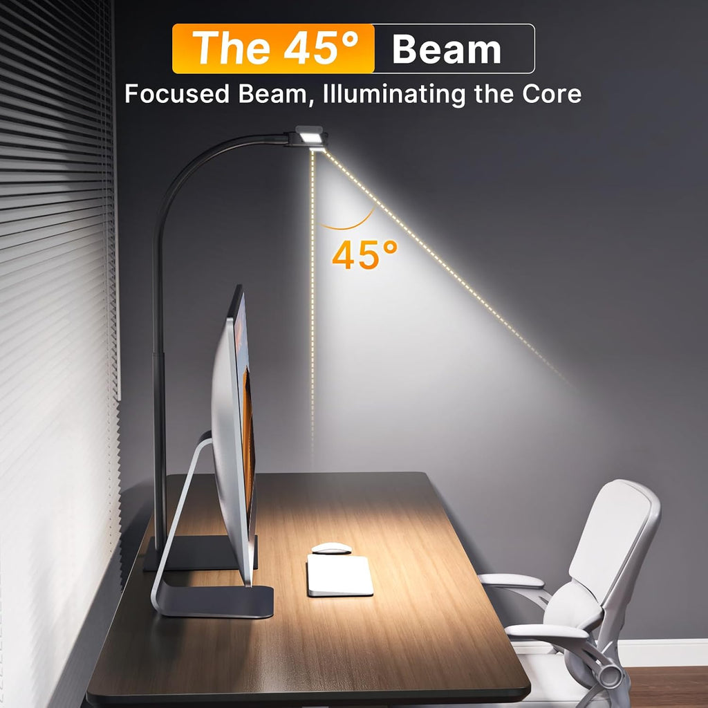 syrinx led desk lamp for home office, 18w showing dimensions