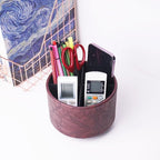 Hennaja Round Leather Art Supply Organizer, Remote Control Holder, 360 Degree - Image 6