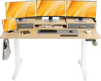 Claiks Standing Desk with Drawers, Adjustable Stand Up Electric Standing Desk