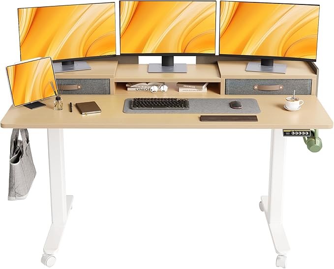 Claiks Standing Desk with Drawers, Adjustable Stand Up Electric Standing Desk by CLAIKS