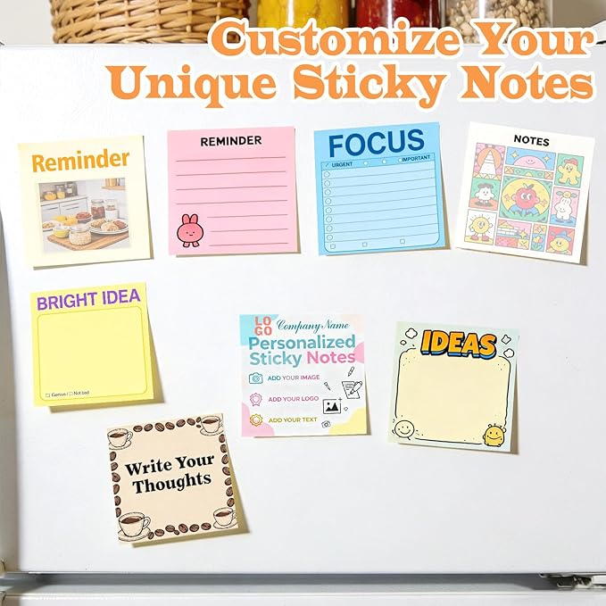 Personalized Sticky Notes Bulk 3-500 Pack – 3"x3" Custom Notepads Promotional - Image 2