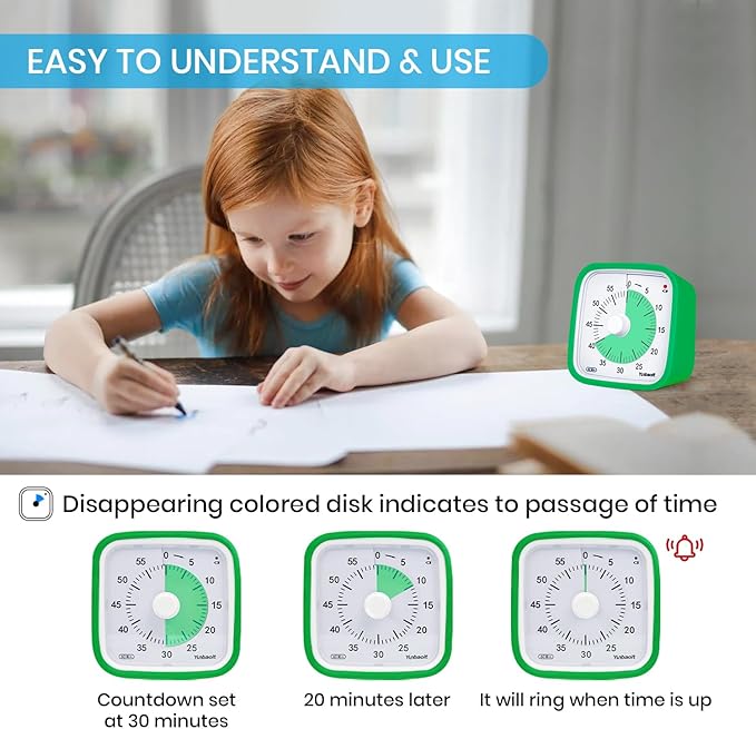 Yunbaoit Visual Timer with Protective Case, 60 Minute Silent Countdown Timer - Image 2