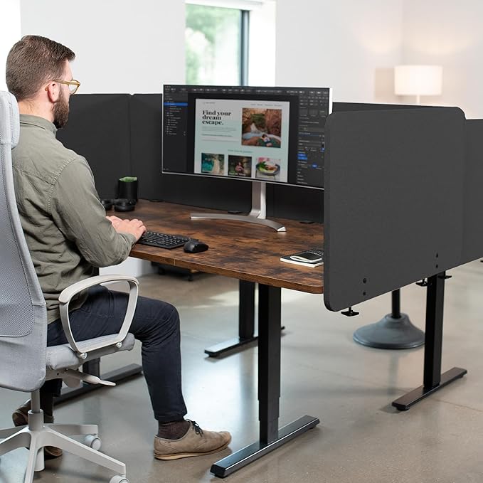 VIVO Clamp-on 24 x 24 inch Privacy Panel, Sound Absorbing Cubicle Desk Divider - Image 9