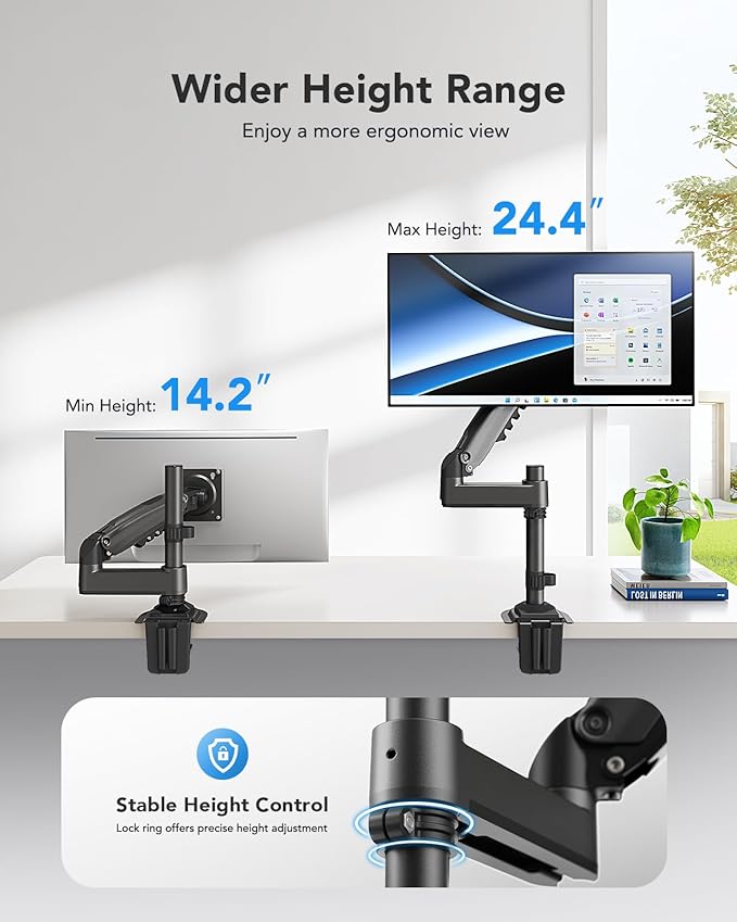 HUANUO Single Monitor Arm, Adjustable Desk Mount - Image 7