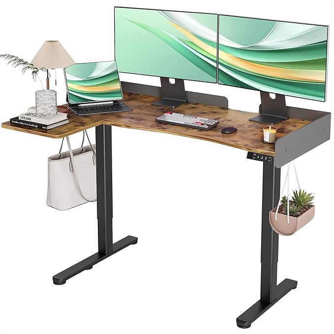 Claiks L Shaped Standing Desk, 55 Inch Electric Height Adjustable Desk Left by CLAIKS