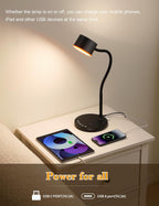 lifmira desk lamp with 2 usb charging ports, close-up detail