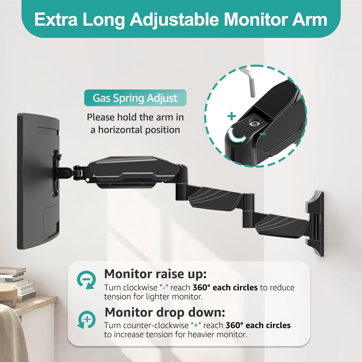 MOUNT PRO Monitor Wall Mount for 13 to 32 inch Computer Screen, Extra Long Ad...