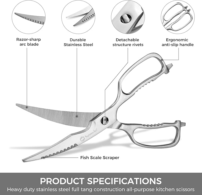 Sunnecko Kitchen Scissors for Food, Heavy Duty Scissors All Purpose Kitchen - Image 2