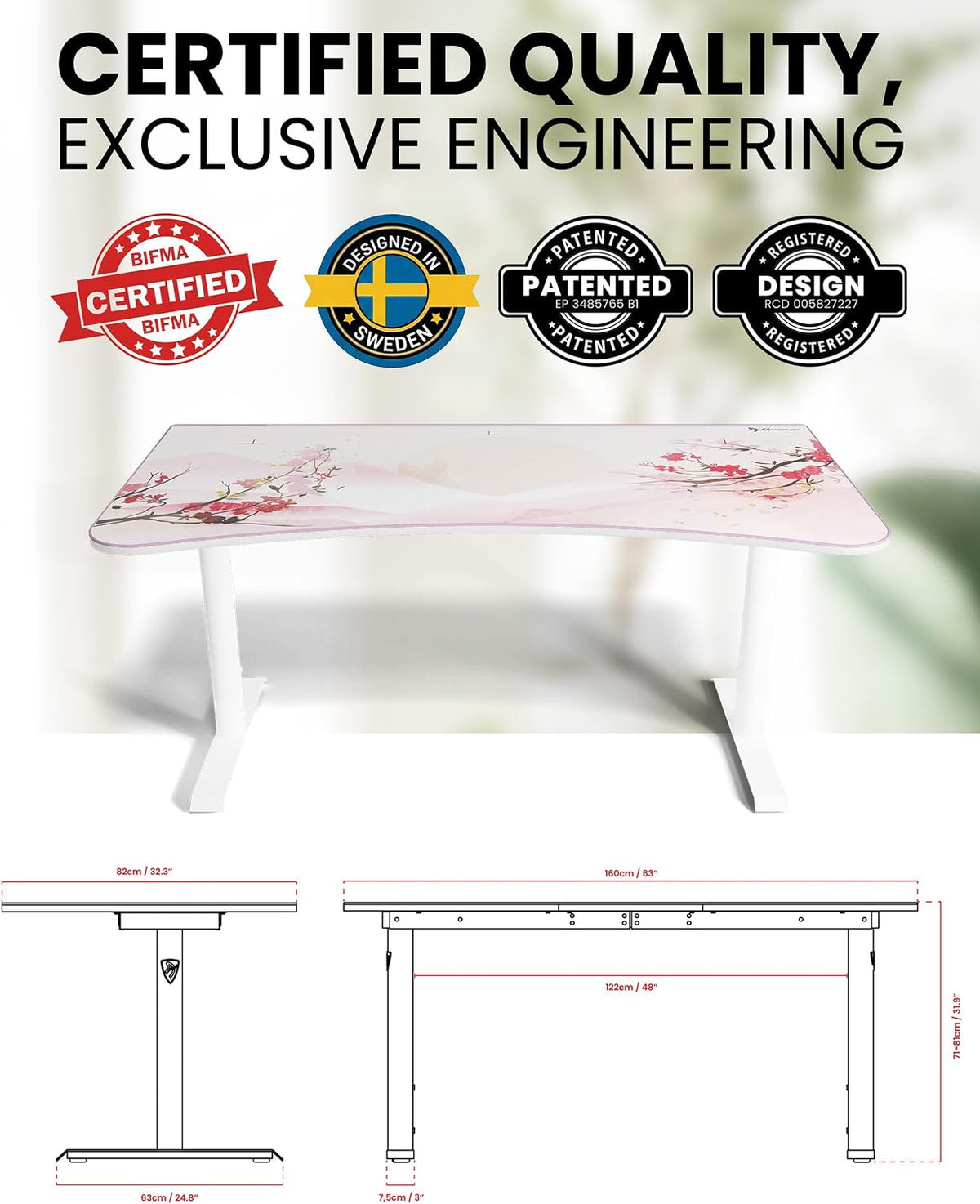 Arozzi Arena Special Edition Ultrawide Curved Gaming and Office Desk with Ful...