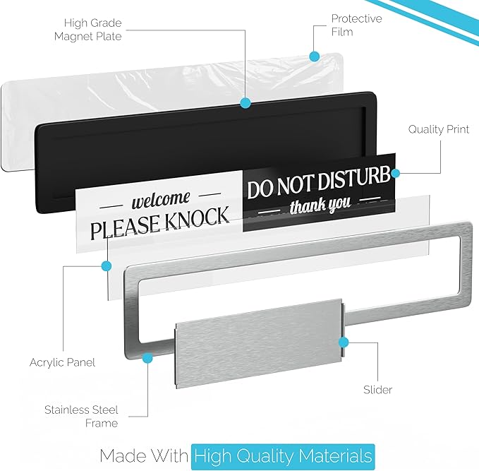 Stainless Steel Do Not Disturb Sign, Premium Please Knock Welcome Signs - Image 3