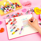 LiYiQ 100 Pcs Valentine's Day Animal Multicolor Pen in One Cartoon Cute Fun 4-in-1 Cute Pens Bulk Kawaii Heart Capybara Frog Panda Shape Lovely Ballpoint Pens for Fun Gifts