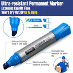 Fuutreo 10 Pack Jumbo Permanent Markers Bulk Large Chisel Tip Permanent Markers - Image 4