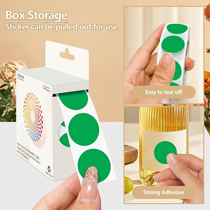 Green 1 Inch Round Color Coding Dot Labels, 10 Rolls 10000 Dot Stickers in - Image 3