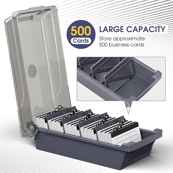 MaxGear Business Card Holder Desk, Large Plastic Business Card Organizer Box - Image 2