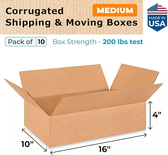 Medium Moving & Shipping Boxes 16x10x4 inches - Image 2