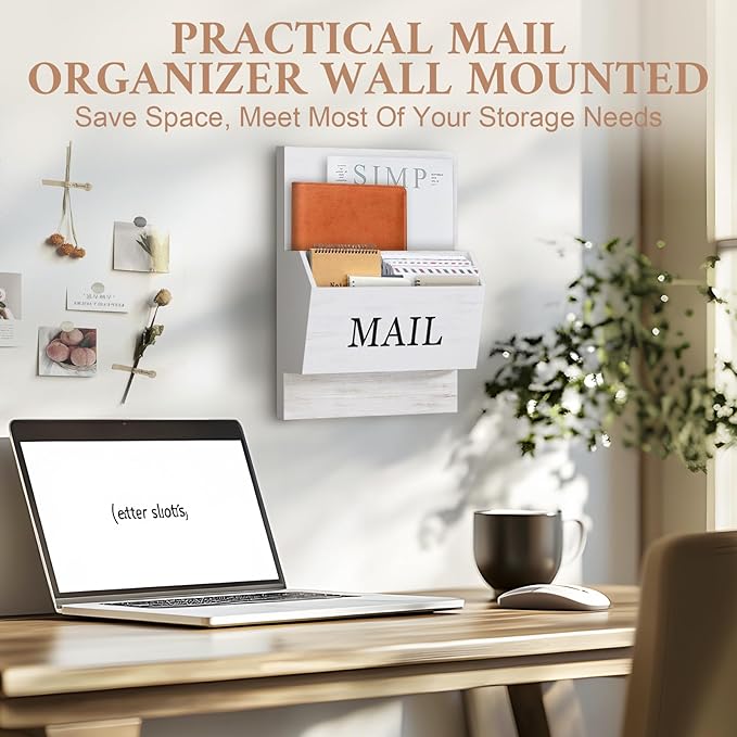 SeekElegant Mail Organizer Wall Mounted, 2-Slot Mail Holder - Image 4