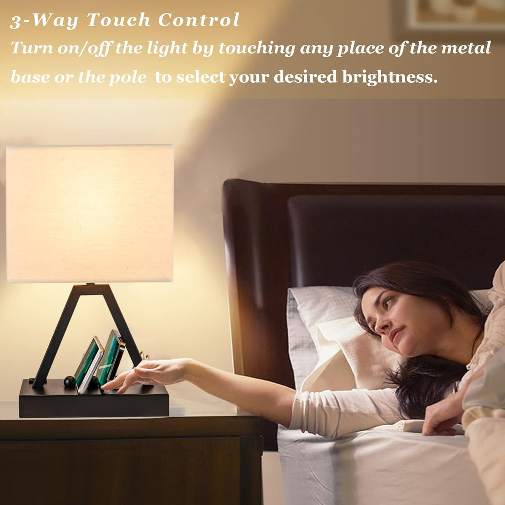 briever touch control table lamp, 3-way dimmable desk, side view