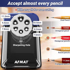 AFMAT Electric Pencil Sharpener Heavy Duty, 6 Holes, Auto Stop Pencil Sharpener - Image 2