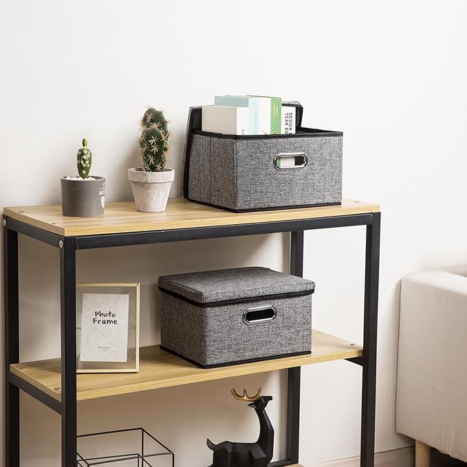 PRANDOM Storage Bins with Lids Linen Fabric Foldable Storage Boxes Organizer - Image 2
