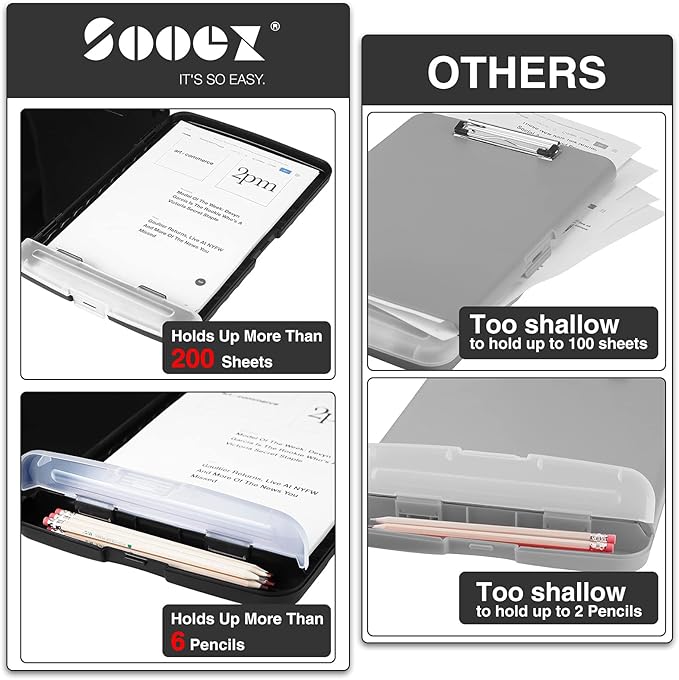 Sooez Clipboards with Storage, High Capacity Clip Boards 8.5x11 with Storage - Image 2