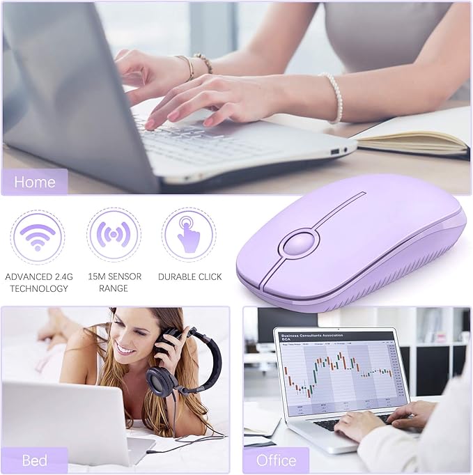 VssoPlor Wireless Mouse, 2.4G Slim Portable Computer Laptop Mouse - Image 5