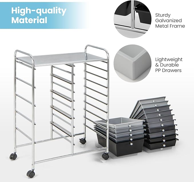 GLACER 15 Drawers Rolling Cart, Storage Cart - Image 6