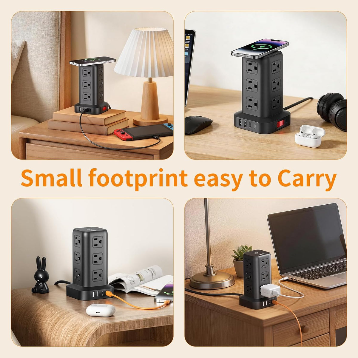Extension Cord with Multiple Outlets, SMALLRT Power Strip Tower, Outlet Exten...